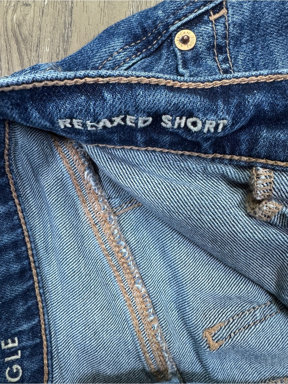 American Eagle Outfitters Dark Blue High-Rise Relaxed Denim Shorts - Picture 11 of 14